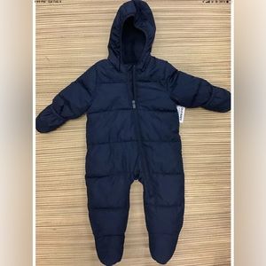 Old Navy Baby Snowsuit Hooded Fleece Lined Puffer Blue 6-12 Months
